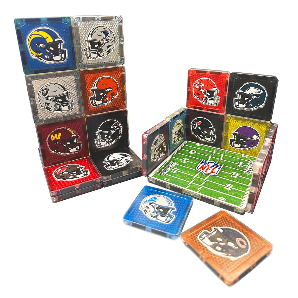 CreateOn NFL Fan-Tiles Magnetic Match-Up Set - All 32 Teams, 32-Piece Building Tiles for Kids & Adults, Officially Licensed NFL Collectible - Build