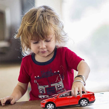 gidoyi Toy Car Model X, Pull Back Car Toys Alloy Vehicles with Lights and Sound 1:32 Scale Model Car (Red)