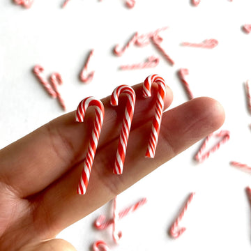 Miniature Candy Canes, Peppermint Embellishments, Non-Edible Tiny Mini Small Christmas Craft, Dollhouse Miniatures Polymer Clay (20PCS)