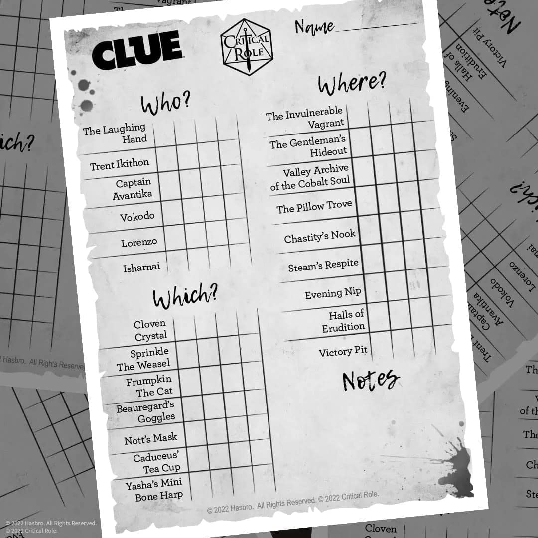 USAOPOLY CLUE: Critical Role | Solve The Mystery in This Collectible Clue Game Featuring Characters & Locations from Mighty Nein Campaign