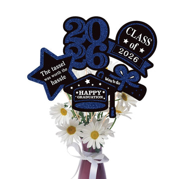 25 Pcs Red and Black Class of 2026 Congrats Grad Table Centerpieces Congratulate Graduation Centerpiece Sticks for Graduation Party Decorations
