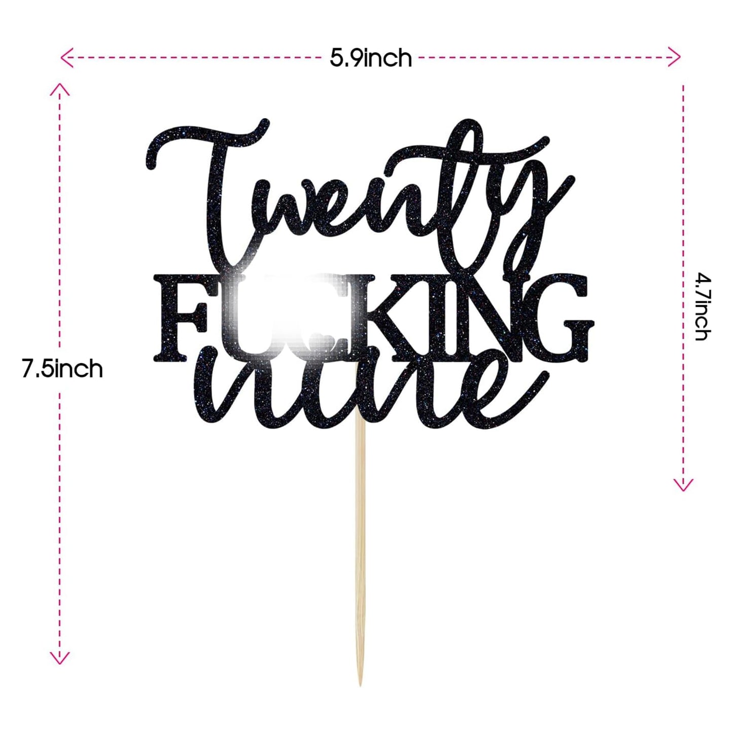Unoggsor Twenty Fucking Nine Cake Topper - Happy 29th Birthday Cake Decor - Cheers to 29 Years Birthday Party Decorations Supplies, Black Glitter