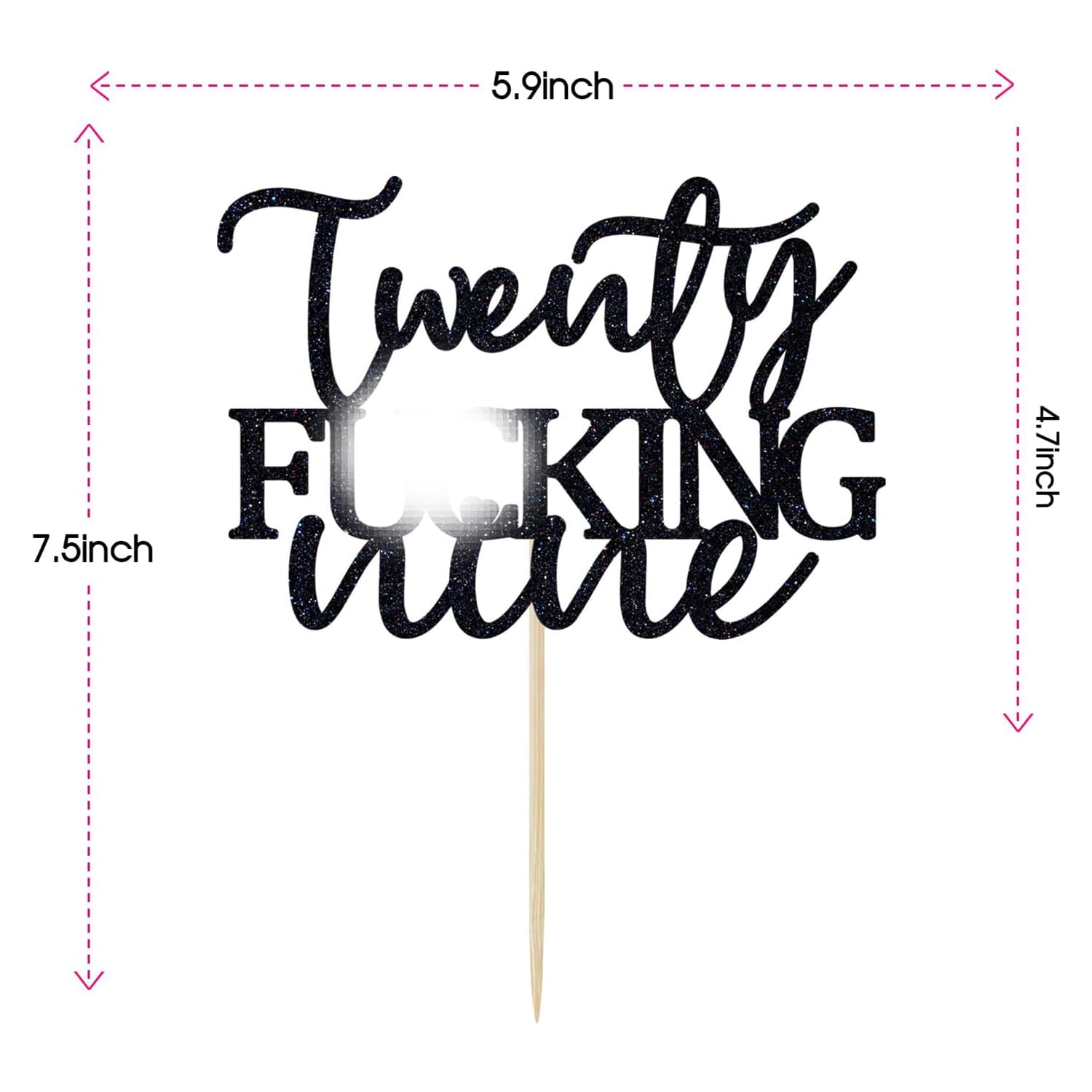Unoggsor Twenty Fucking Nine Cake Topper - Happy 29th Birthday Cake Decor - Cheers to 29 Years Birthday Party Decorations Supplies, Black Glitter