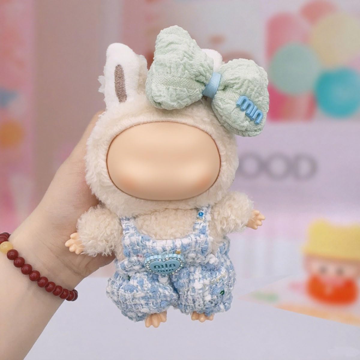 17cm Clothes Set(No Doll), Hat & Overalls Set for 17cm Dolls Clothes Accessories Suit, Cute Clothing for labuu Dress up(Blue)