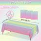 BASHLY 3-Pack Rainbow Tablecloths - 86"x51" Plastic Pastel Table Cloths Rainbow Party Decorations for Girl Birthday, Princess Party, Baby Showers