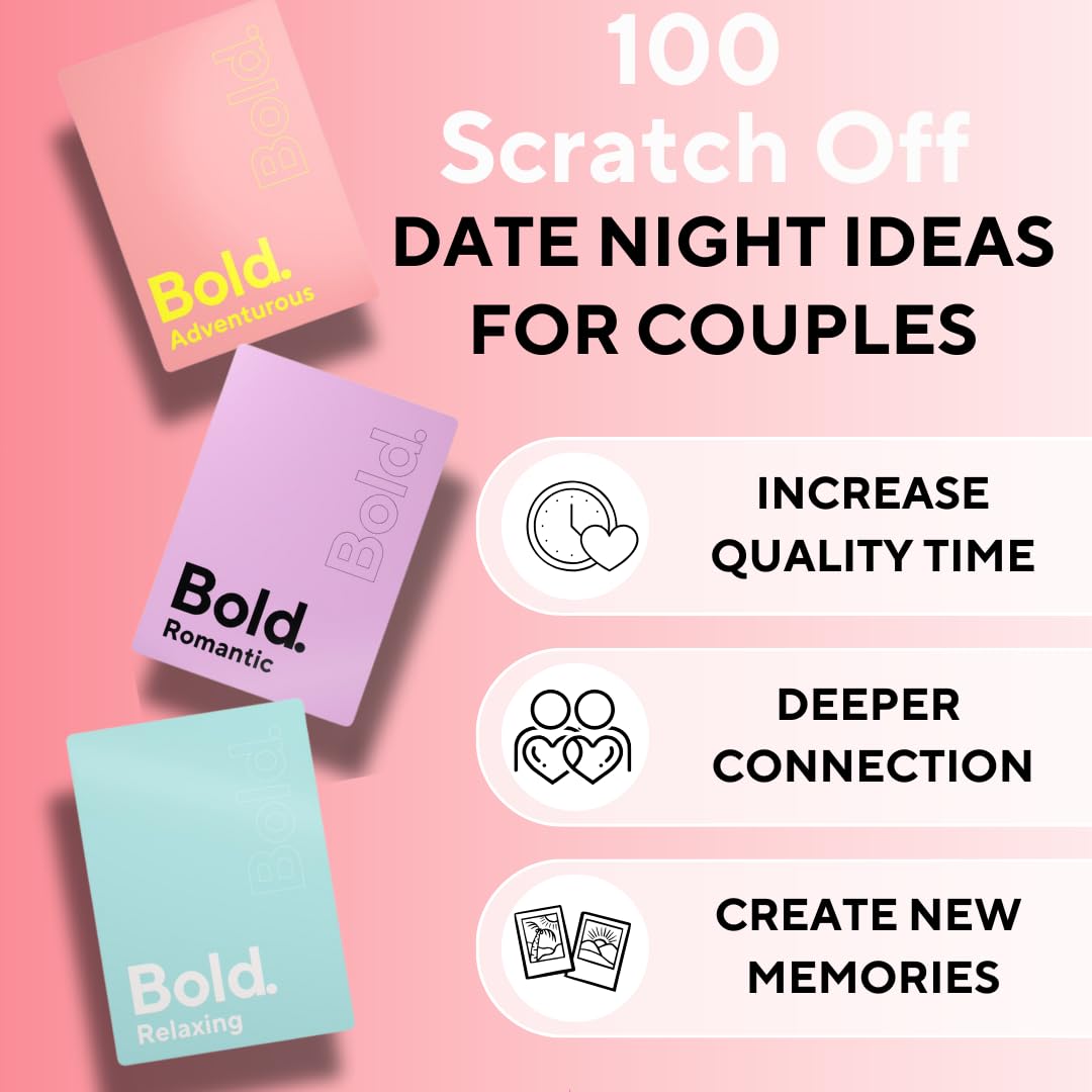 Bold. 100 Scratch Off Date Night Ideas Cards - Romantic Couple Gifts - Fun Date Ideas for Him/Her/Boyfriend/Girlfriend - Cool for Couples - Perfect