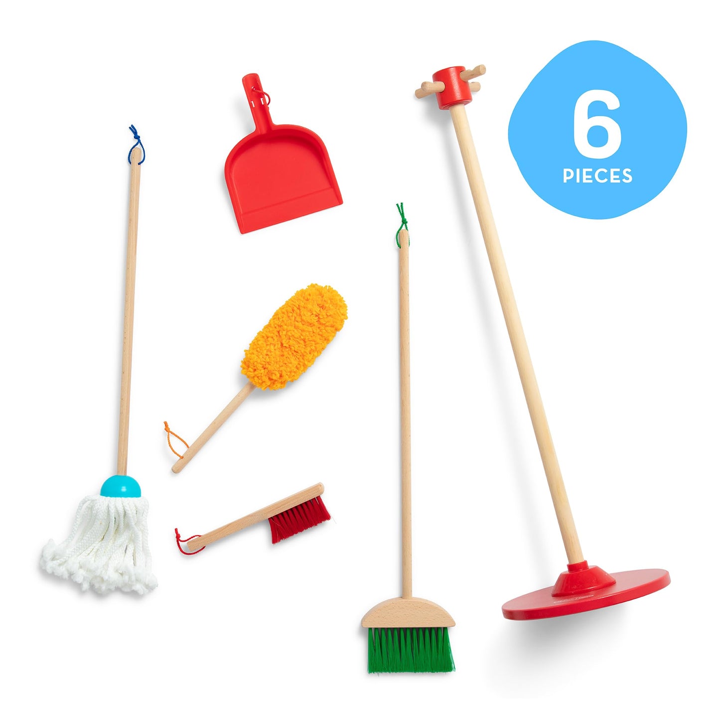 Melissa & Doug Dust Sweep Mop, 6-Pc. Toddler Cleaning Set with Kids Broom & Accessories, Preschool Learning Activities & Kids Toys for Girls & Boys 3+