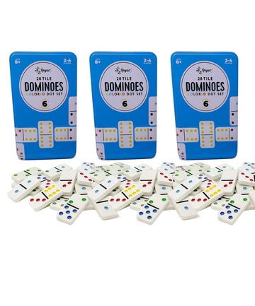 Regal Games Double 6 Dominoes Set for Adults & Kids - Classic Domino Game with 28 Tiles Colored Dots - 2 or 4 Player Games & Ideal for Family Fun Game