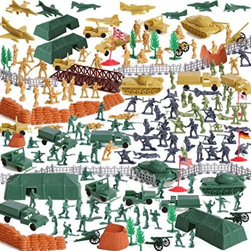 IQ Toys Huge 300 piece Military Base Set, 200 Soldiers & 100 Army Accessories in a Storage Container