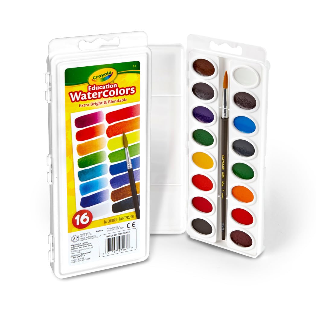 Crayola Watercolor Paint Set for Kids, Washable Paint, School Art Supplies