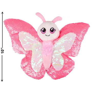 Rhode Island Novelty Reversible Sequin Butterfly Plush Stuffed Animal, 1 Piece, Random Color (Pink or Blue)