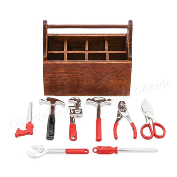 Odoria 1/12 Miniature Toolbox with 8Pcs Tools Dollhouse Garage Accessories