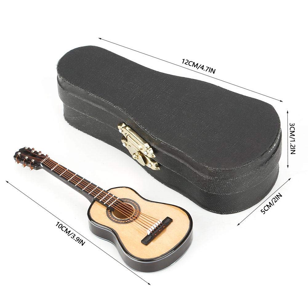 Miniature Guitar Model Decor, Miniature Wooden Guitar Model Display Mini Musical Ornaments Craft Home Decor for Dollhouse Accessories Model Home