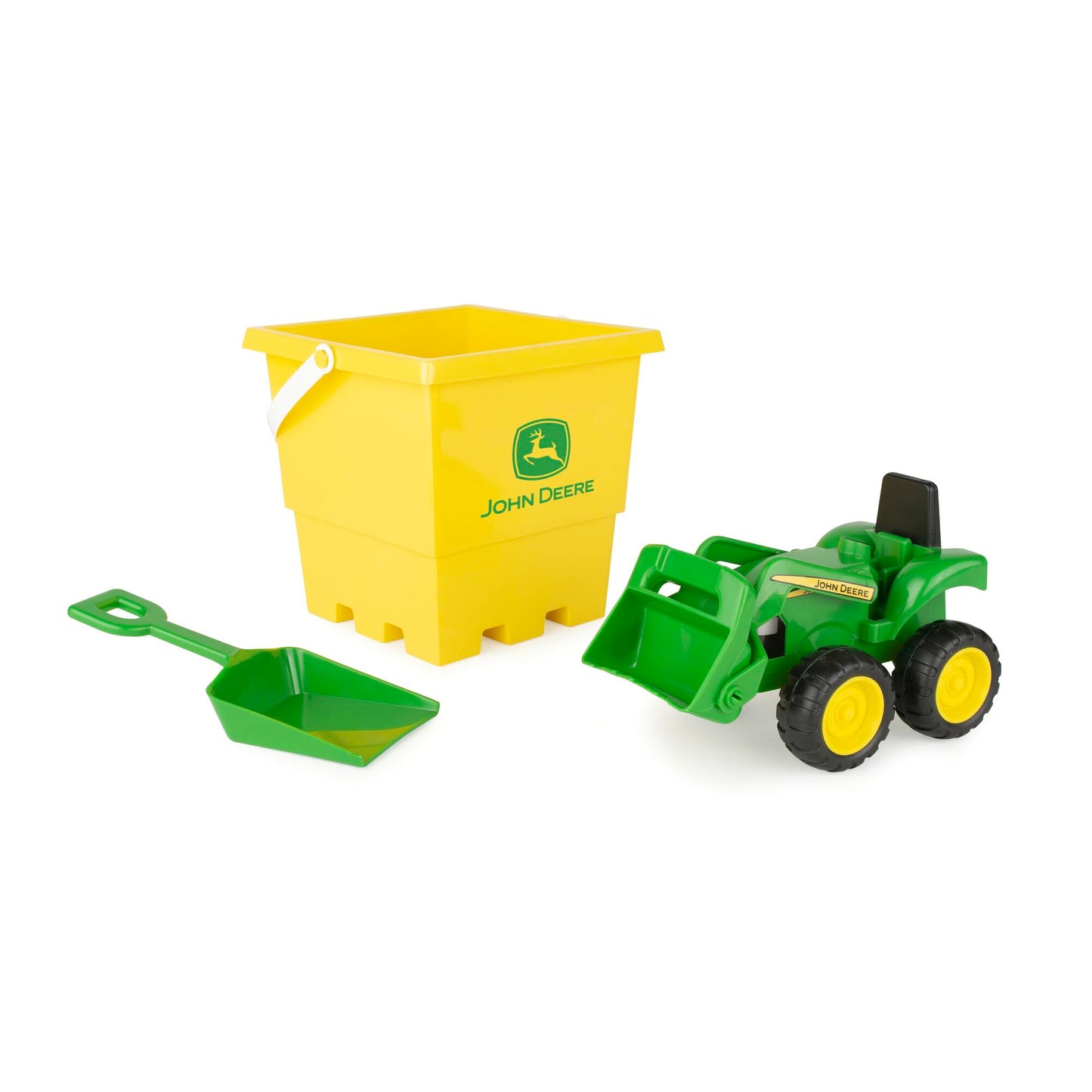TOMY John Deere Sandbox Toy Set - Includes Dump Truck Toy, Bucket and Beach Shovel - Toddler Outdoor Toys and Farm Toys - Summer Kids Sand Toys