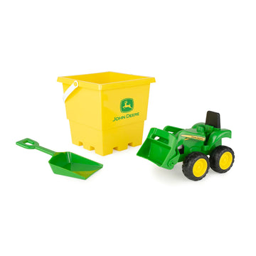 TOMY John Deere Sandbox Toy Set - Includes Dump Truck Toy, Bucket and Beach Shovel - Toddler Outdoor Toys and Farm Toys - Summer Kids Sand Toys
