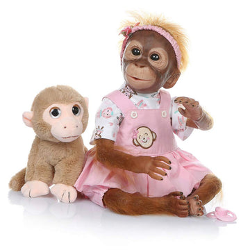 Gaozhi 21" Realistic Monkey Reborn Doll, Detailed Orangutan Newborn, Poseable Baby Ape, Collectible Art