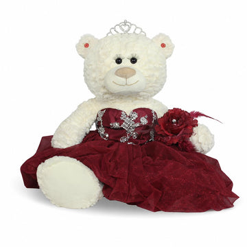 KINNEX COLLECTIONS SINCE 1997 20" Teddy Bear with Elegant Dress (Centerpiece) ~ B16631N-7 (Burgundy)