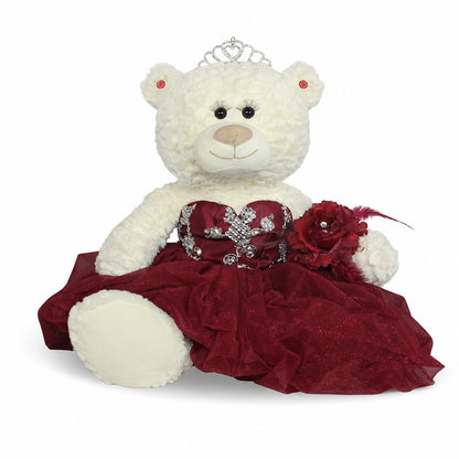 KINNEX COLLECTIONS SINCE 1997 20" Teddy Bear with Elegant Dress (Centerpiece) ~ B16631N-7 (Burgundy)