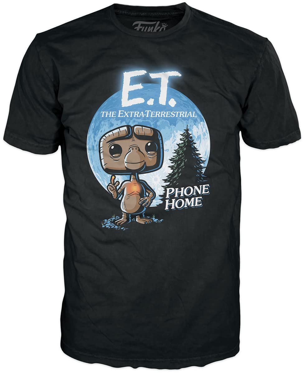 Funko POP! & Tee: E.T.- E.T. with Reeses - Extra Large - (XL) - T-Shirt - Clothes with Collectable Vinyl Figure - Gift Idea - Toys and Short Sleeve