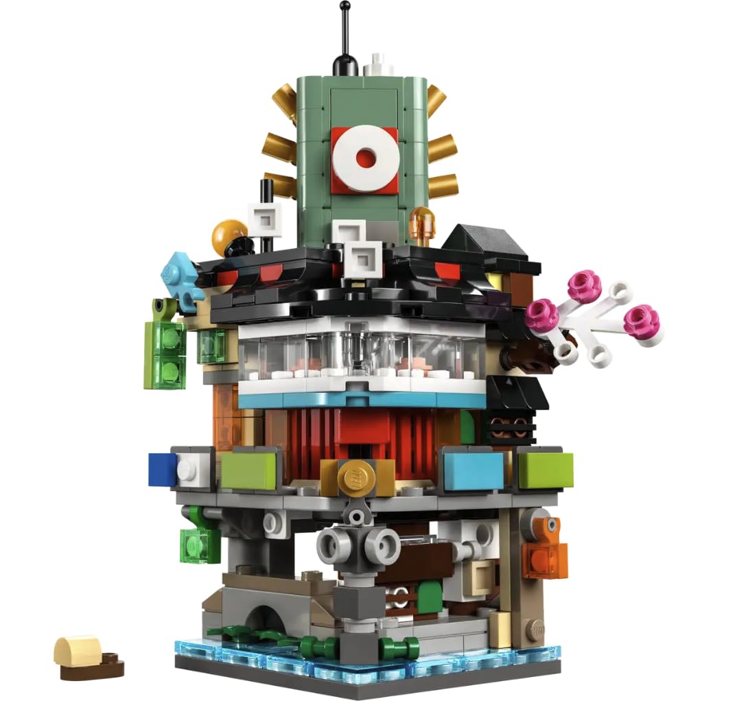 LEGO NINJAGO Micro City Building Set 40703 - Modular 5-Story Block with Teahouses and Sushi Bar - Compatible with Other Micro Sets - Ages 10 and Up