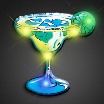 Light Up Margarita Flashing Blinking LED Body Light Lapel Pins (5-Pack)