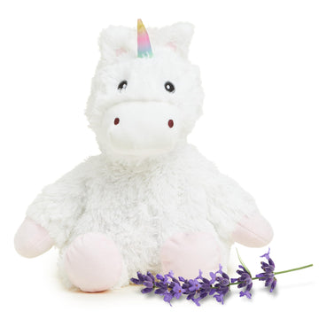 warmies Microwavable & Weighted Stuffed Animals, White Unicorn - Heated Stuffed Animal Plushie for Warmth & Comfort - Cute Soft Plush Toys for Adults