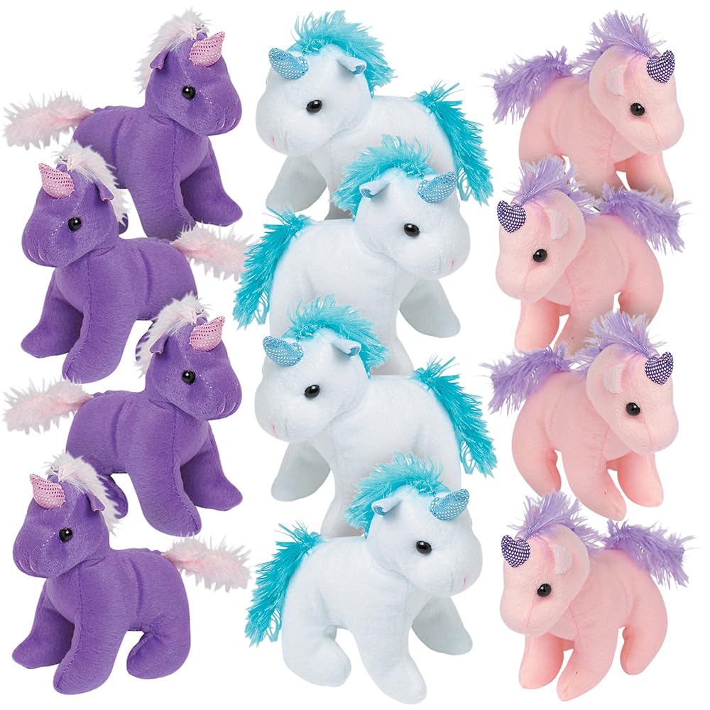 Fun Express Fantasy Stuffed Unicorns - 12 Pieces
