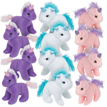 Fun Express Fantasy Stuffed Unicorns - 12 Pieces