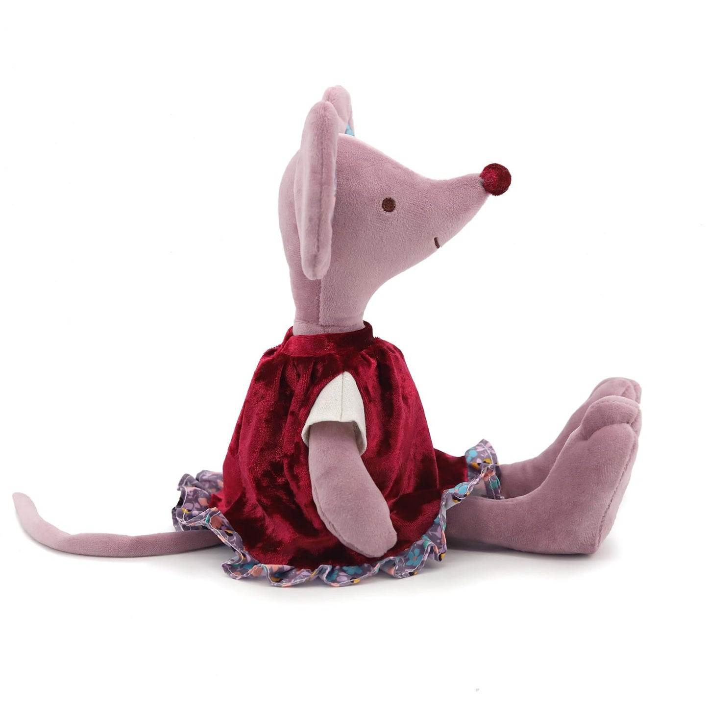 JamieCare 12'' Lovely Birthday Ballet Mouse Plush Toy Doll, Soft Stuffed Animals Cute for Toddler Boys and Girls, Red Dress and Clothes are Removable