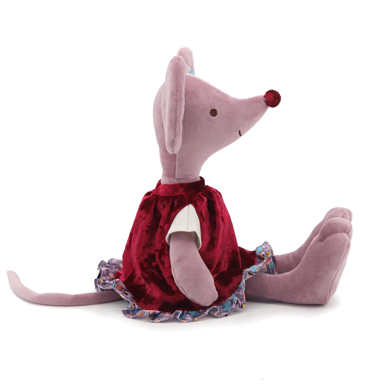 JamieCare 12'' Lovely Birthday Ballet Mouse Plush Toy Doll, Soft Stuffed Animals Cute for Toddler Boys and Girls, Red Dress and Clothes are Removable