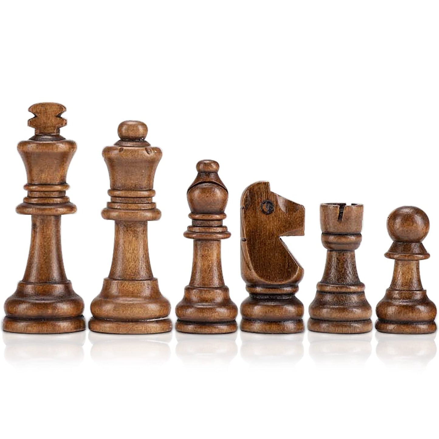AMEROUS Wooden Chess Pieces Only, Staunton Style Wood Chessmen with 3.15" King - Storage Bag - Gift Packed Box, Tournament Chess Game Pawns