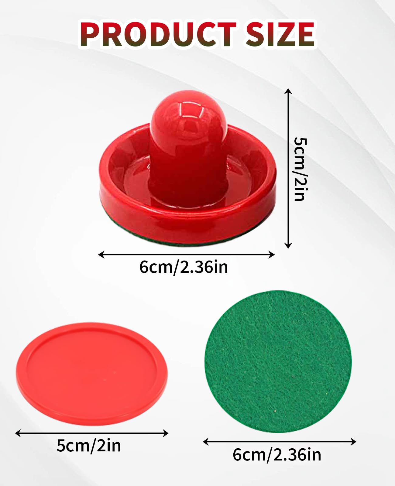 DAWZMR 16PCS Air Hockey Pucks and Paddles, Mini Goal Handles Pushers (4 Pushers 4 Pads 8 Pucks)