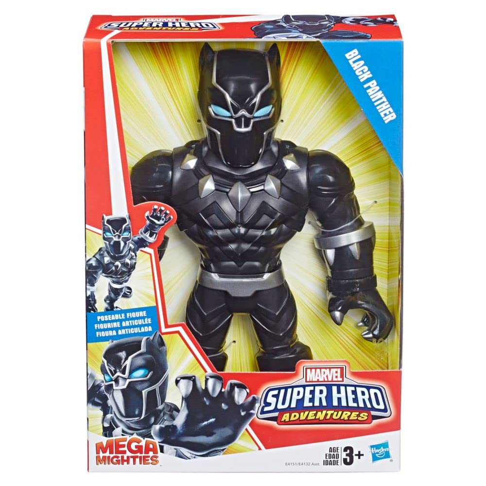 Playskool Heroes Marvel Super Hero Adventures Mega Mighties Black Panther Collectible 10" Action Figure, Toys for Kids Ages 3 & Up
