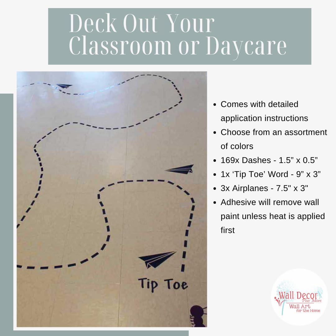 Airplane Tip Toe Line Die-Cut Vinyl Sensory Walk Decals - Kids' Sensory Path Floor Decals - Education Walking Path Stickers - Daycare & School Hallway
