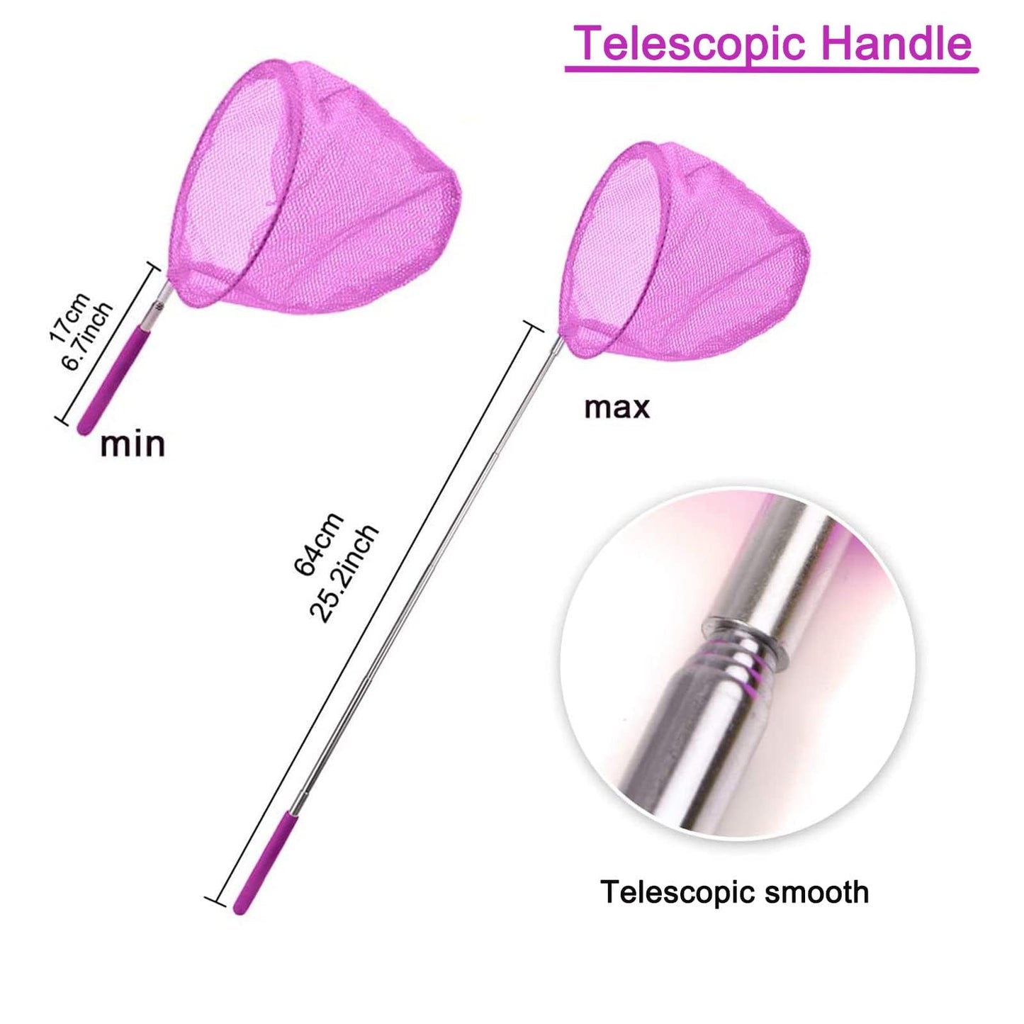 SEISSO Telescopic Butterfly Nets for Kids 3 Packs, Outdoor Explorer Catching Kits Including Catching Nets/Insect Mesh Cage/Tweezer,Great for Catching