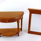 Melody Jane Dolls Houses' Dollhouse Half Moon Walnut Wood Demi Table & Mirror Miniature Hall Furniture