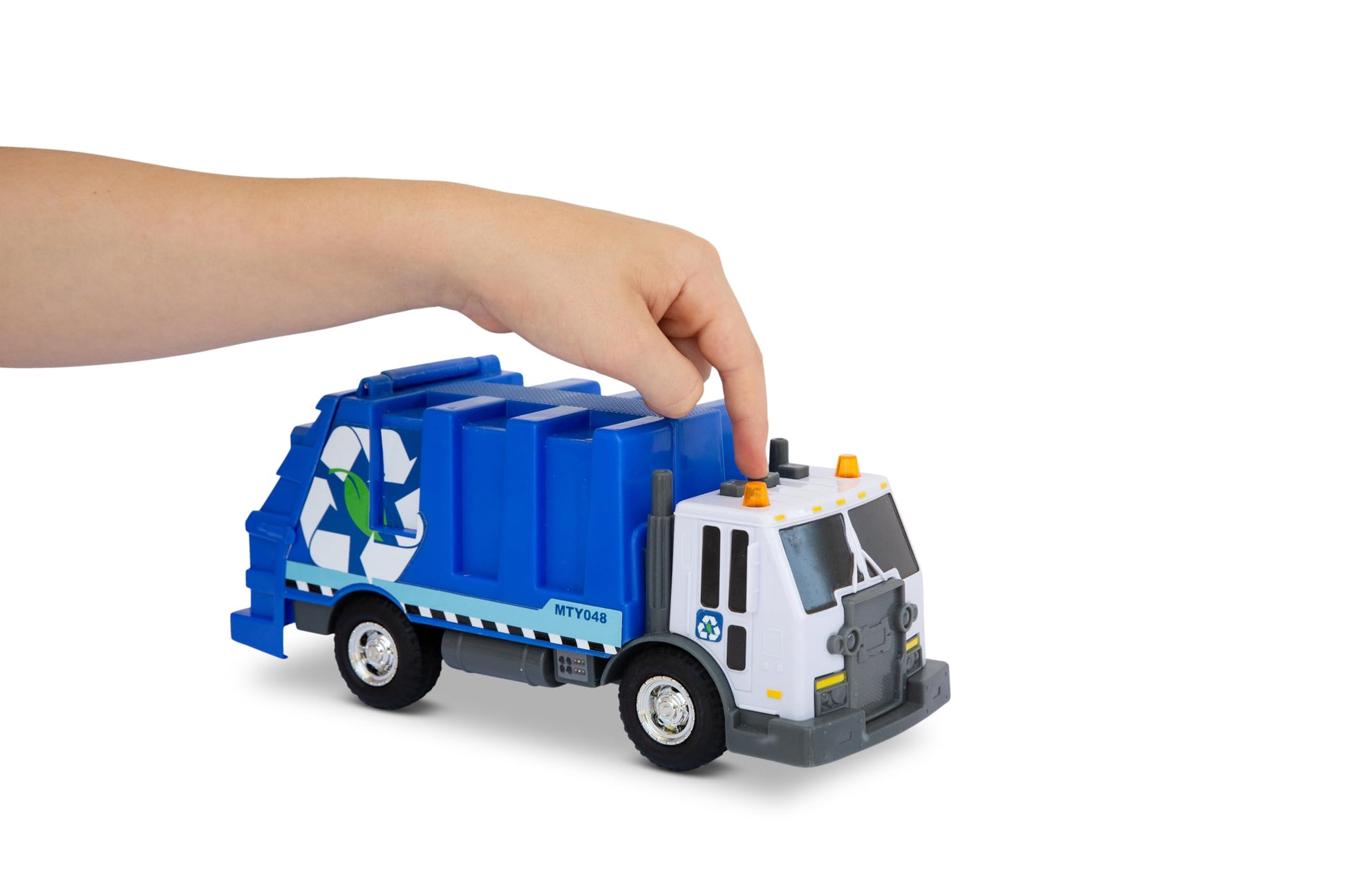 Mighty Fleet Rescue Force 12" Garbage Truck Toy - Realistic Lights & Sounds, Detachable Recycling Bin, Durable Free-Wheeling Design - Ages 3+