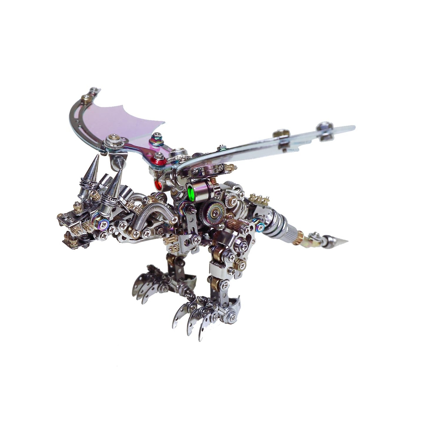 Arcynix Mostarle Reno Blue Dragon 3D Metal Puzzle Kit, 613 Pieces, Magnetic Assembly, LED Light-Up Color Changing Wings, Adjustable Display, DIY