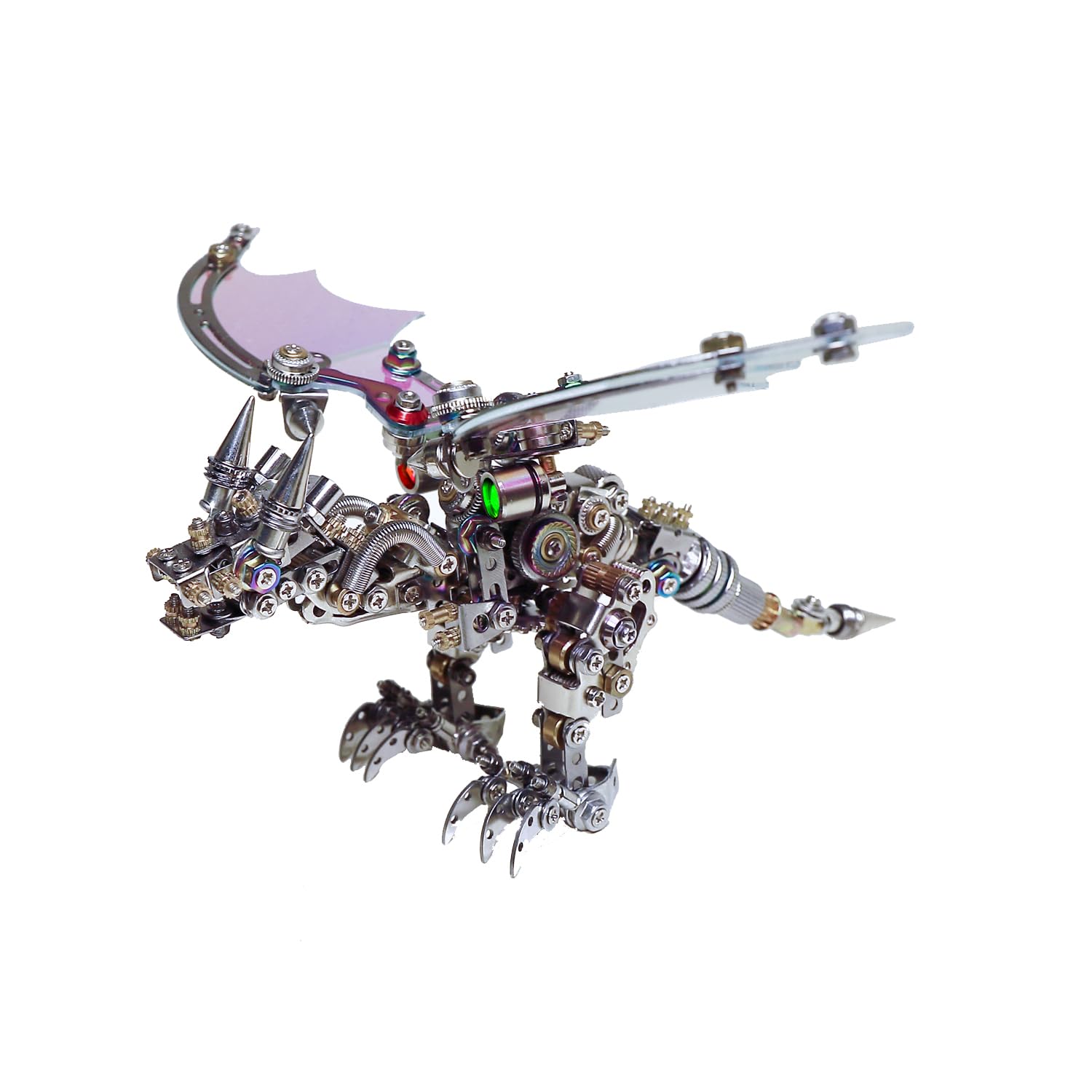 Arcynix Mostarle Reno Blue Dragon 3D Metal Puzzle Kit, 613 Pieces, Magnetic Assembly, LED Light-Up Color Changing Wings, Adjustable Display, DIY