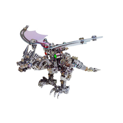 Arcynix Mostarle Reno Blue Dragon 3D Metal Puzzle Kit, 613 Pieces, Magnetic Assembly, LED Light-Up Color Changing Wings, Adjustable Display, DIY