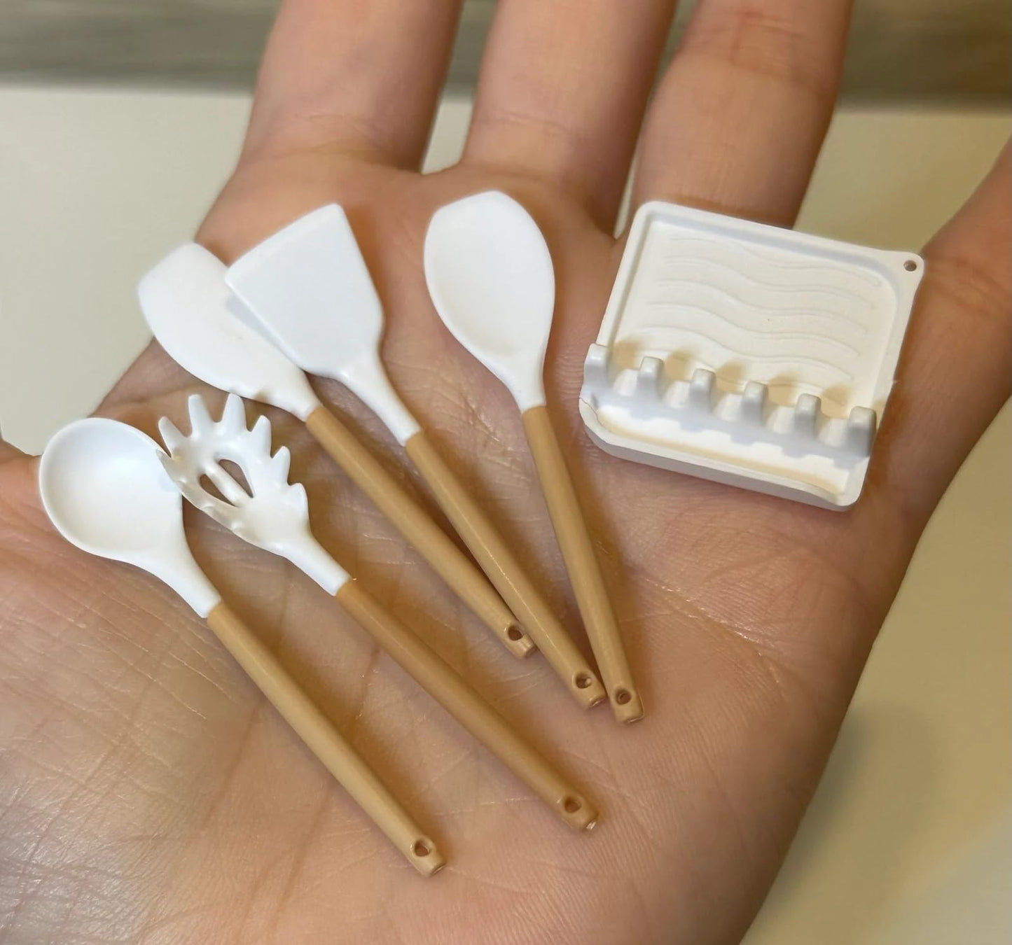 Miniature Cooking Utensil Set, 1:6 Scale Cooking Utensil Set, Dollhouse Miniature Spatula Soup Ladle Scraper Spaghetti Server, Dollhouse Kitchen