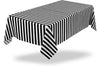 Oojami Black White Striped Plastic Tablecloths 54x108 Inch - 8 Pack Disposable Rectangle Table Covers for Party Wedding Birthday - Waterproof Picnic