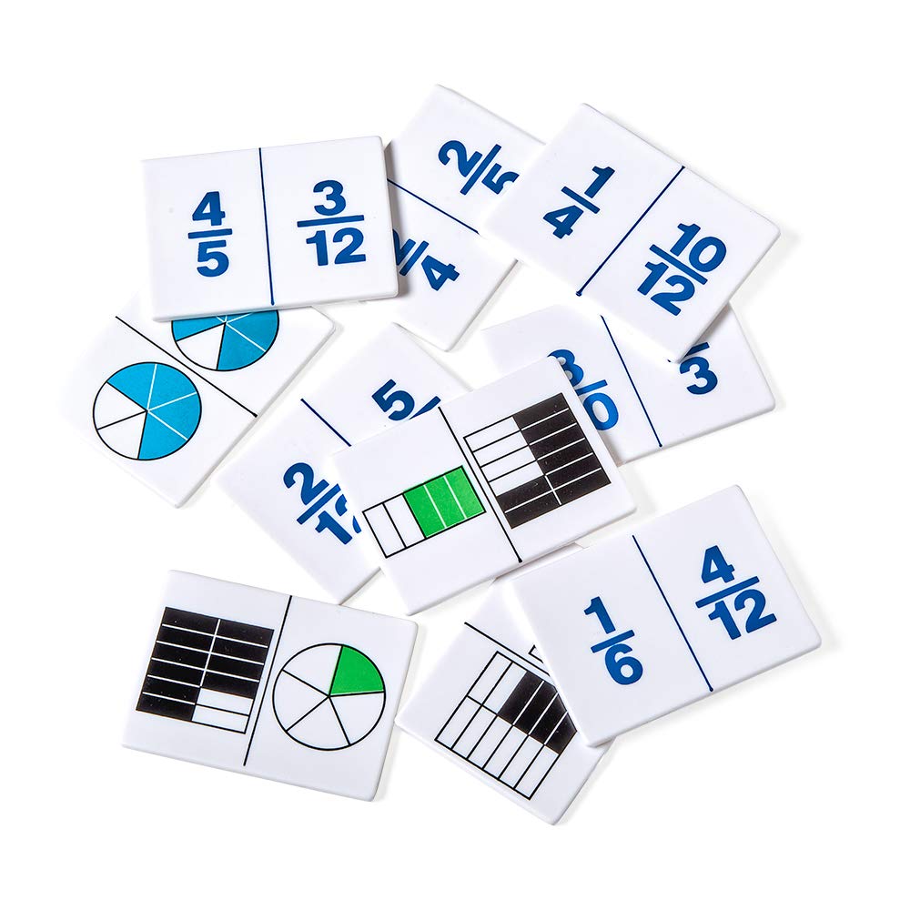 hand2mind Plastic Fraction Dominoes Game Tiles, Montessori Math Materials for Kids to Learn Decimal and Fraction Equivalence Math Manipulatives 4th