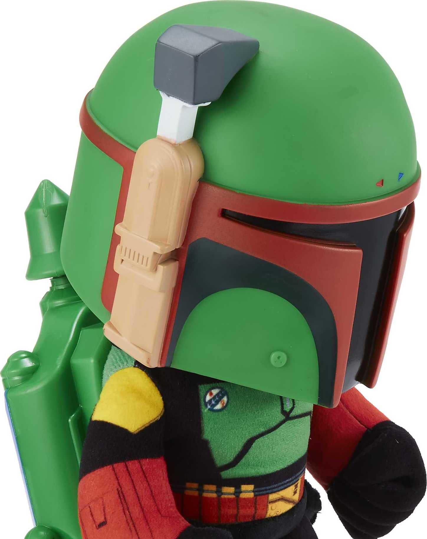 Mattel Star Wars Plush 12-inch Toy, Boba Fett Rocket Launching Soft Doll, Removable Air-Powered Rocket Launcher with Projectile