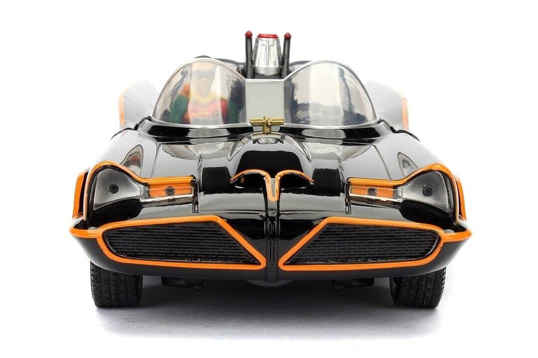 Jada 1966 Classic TV Series Batmobile 1:24 Die-Cast Car with 2.75" Batman and Robin Figures, Toys for Kids and Adults