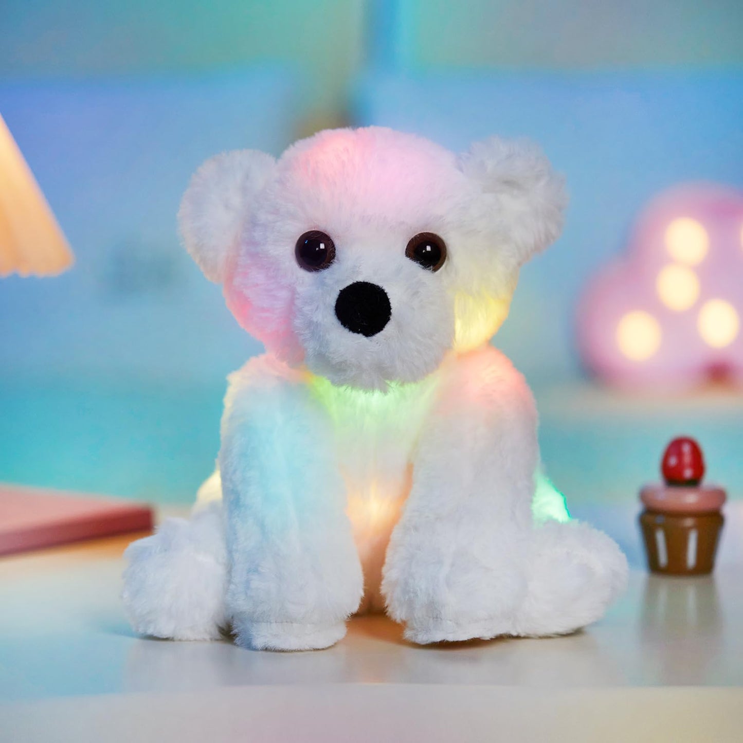 BSTAOFY Glow Polar Bear Light up Stuffed Animal LED Night Light Bear Soft Plush Toy Adorable Birthday Mother's Children's Day Valentines for Toddler