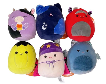 Squishmallow 5 Inch 2024 Halloween Squad A - Set of 6 (Mushroom, Cow, Cat, Monster, Pumpkin, Bat)