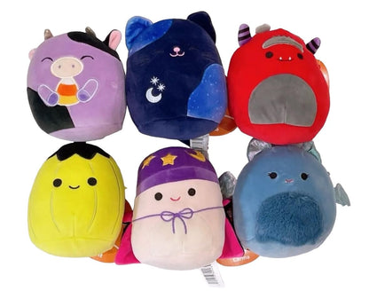 Squishmallow 5 Inch 2024 Halloween Squad A - Set of 6 (Mushroom, Cow, Cat, Monster, Pumpkin, Bat)