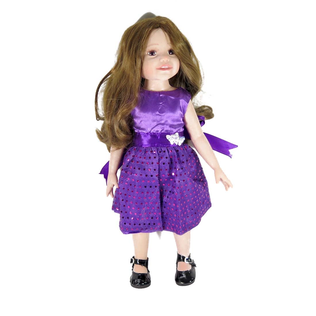 18 Inch Doll Clothes Doll Accessories - Beautiful Purple Dress with Dots Outfit Fits 18 inch Gril Dolls ZK07