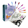 HeyDoodle Tales Foldout Book - Reusable Silicone Coloring Books for Kids Ages 3-7 with Flip Pages & Educational Themes - Coloring Kit Includes 12